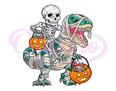 Dinosaur Halloween Spooky Saurus Rex Skeleton PNG File