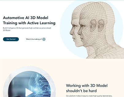 Landing Page for AI, working with 3D model