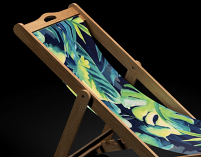 Folding sling deck chair. CAD design