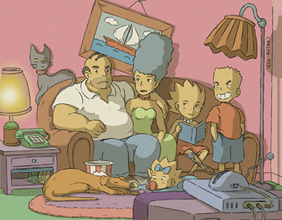 The Simpsons anime style fan art