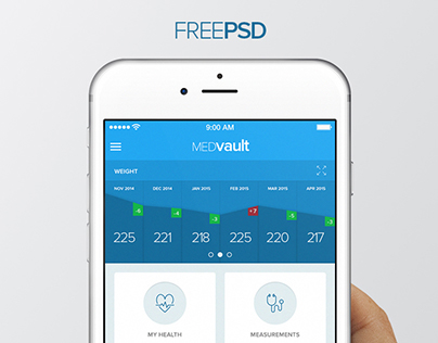 MEDvault Concept App - Free PSD