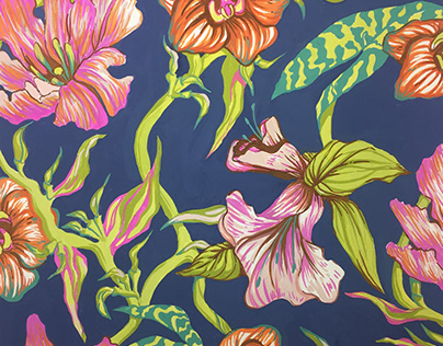 Tropical Flower Halfdrop Print