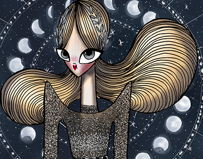 Valentino moon fashion illustration