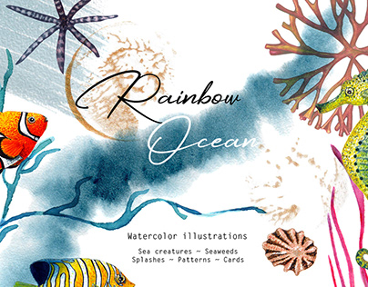 Watercolor Rainbow Ocean collection