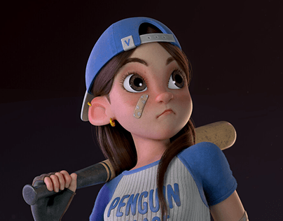 3D Female Baseball Character