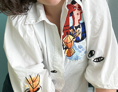 embroidery on the shirt