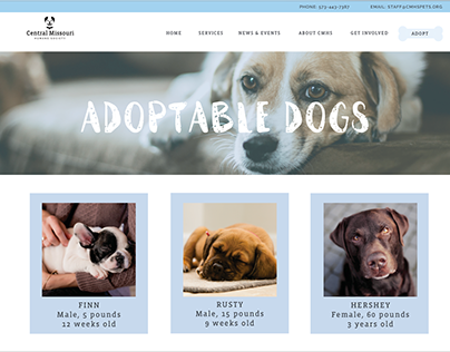 Central Missouri Humane Society Website Re-Design