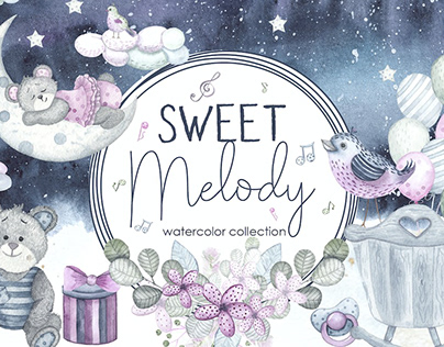 Sweet melody. Watercolor collection