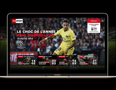 SFR Sport - UI design for web, mobile and TV experience