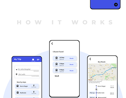 Screens for bus navigation app