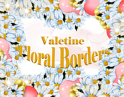 Valentine Watercolor Floral Borders