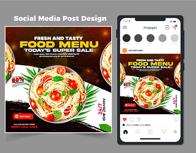 Fresh and tasty food menu social media post template