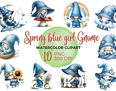 Spring blue girl Gnome