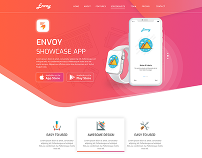 Envoy App landing page for Themeforest