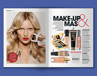 Layout for makeup report on Marie Claire Spain