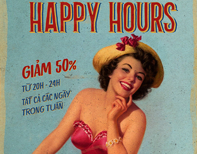 Happy Hours Vintage Poster