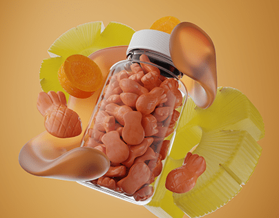 3d gummy bottle render