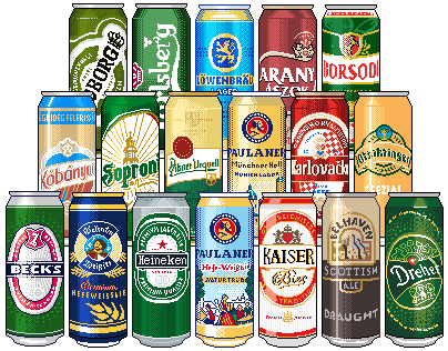 Pixel-art beer cans