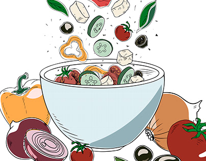 Fruits and vegetables doodle illustration and mockups