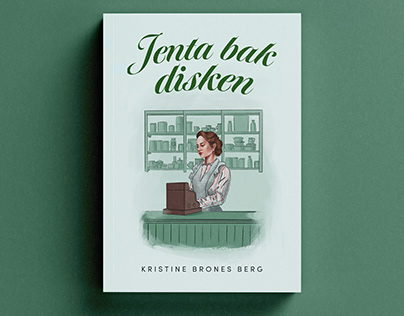 "Jenta bak disken" | Book cover, illustration