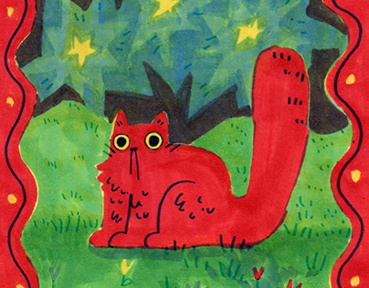 Red Cat Marker Art
