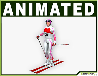 3D Model: Female Skier Low Poly