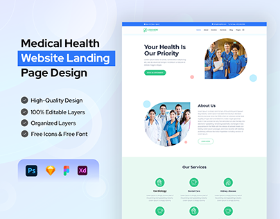 medical health Website Landing Page Design