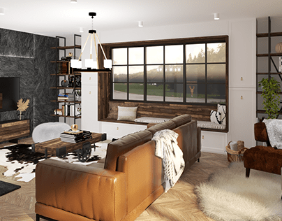 Two different interior designs of cosy livingroom