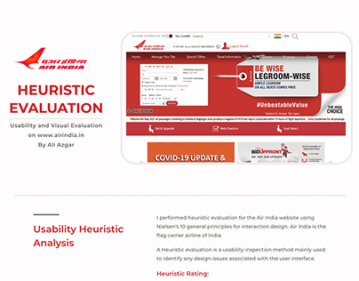 Project thumbnail - Air India Heuristic Evaluation - By Ali Azgar