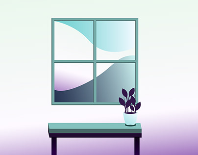 Desk in front of Window Illustration