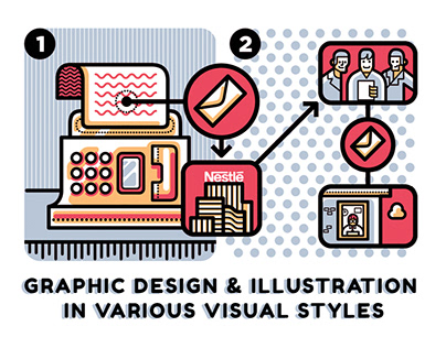 Graphic Design & Illustration in various visual styles