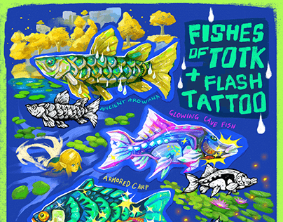 Fish Stickers from Tears of the Kingdom + Flash Tattoo