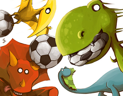 Dinosaurs playing football