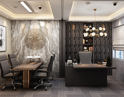 Office Interior, Modern Grey color tone Office Interio