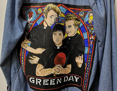 Green Day Hand Painted Denim Jacket