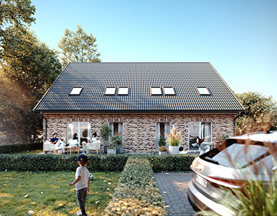 3D visualization detached houses in Germany,CGI