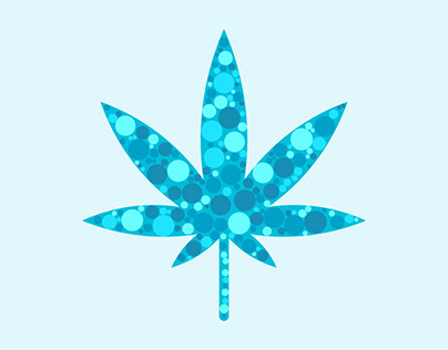 Blue Circles Cannabis Leaf