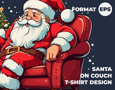 Santa On Couch T-Shirt Design