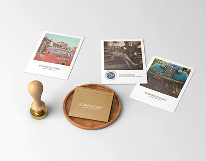Free Business Card with Postcards Mockup