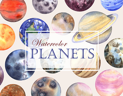 Watercolor Planets clipart