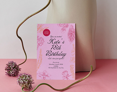 Girly 18th Birthday Invitation Cards | Canva Templates