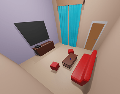 3D Isometric Scene | Low Poly Living Room