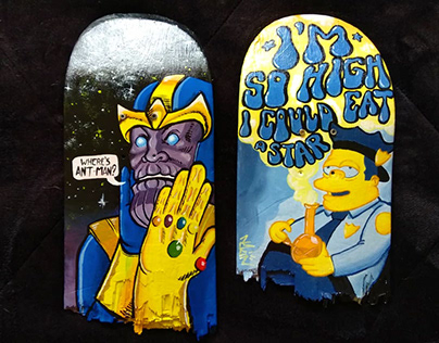 Thanos & Chief Wiggum Skate Board