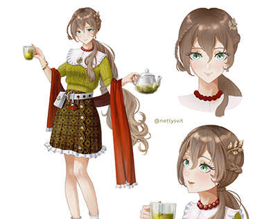 Green Tea girl character design