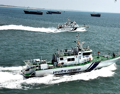 Indian Coast Guard Exercise at Porbandar coast.