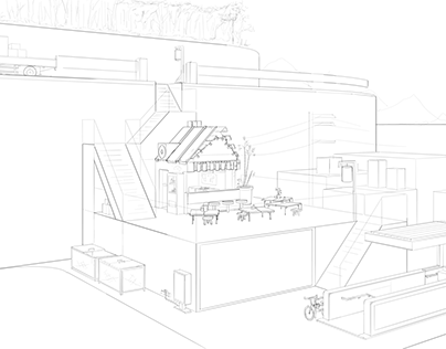 3D environment Study sketch: Noodle Bar