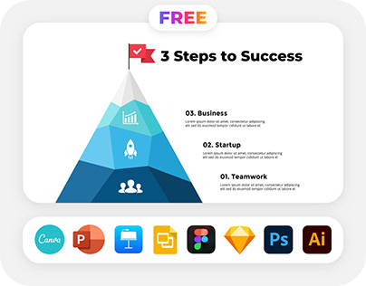 Free Mountain Infographic Template. 3 Steps to Success