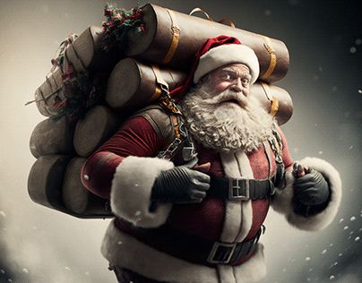 Santa Claus carrying a load