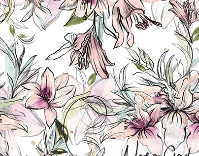 Clam Flowers Seamless pattern