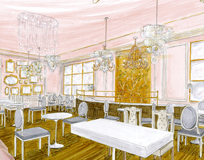Laduree Beverly Hills Cafe Design and Rendering